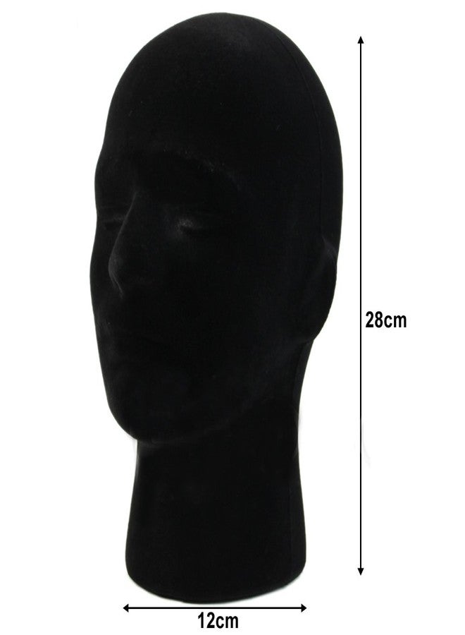 LIAMTU Male Wigs Display Mannequin Head Stand Model HTC Vive VR Headsets Mount Styrofoam Foam Black - Image 4